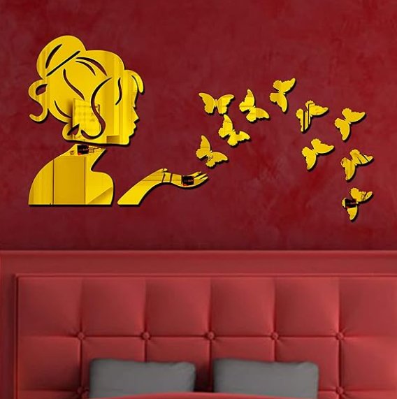 3D Acrylic Angel Fairy with Butterfly Decorative Mirror for Wall Product Description View description