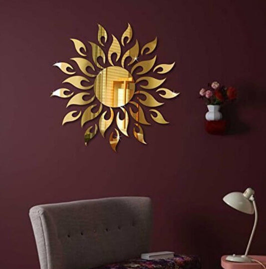 Sun Flame 3D Acrylic Mirror Wall Decoration for Home