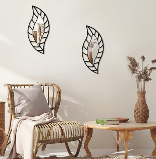 Pcs Small Mirror Wall Decor Mounted Art Leaf Mirror