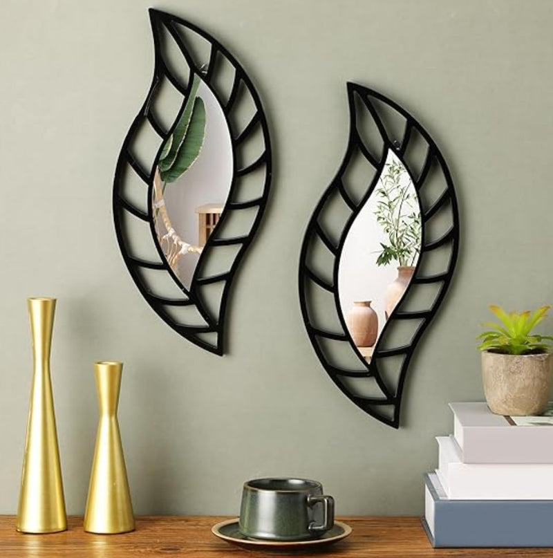 Pcs Small Mirror Wall Decor Mounted Art Leaf Mirror