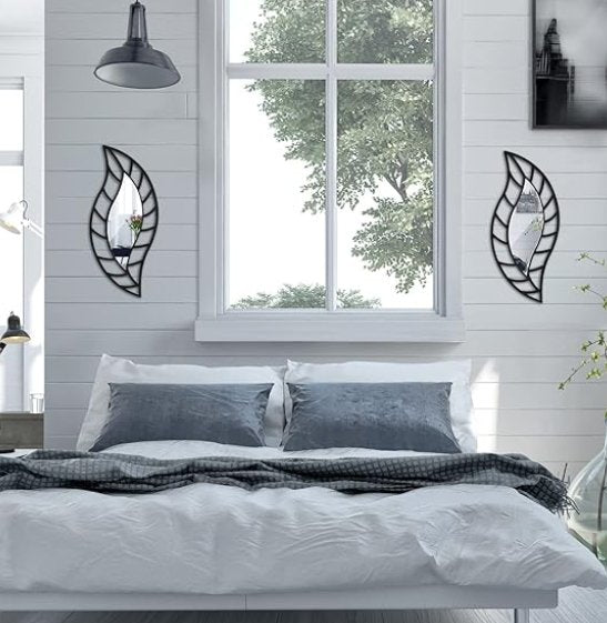 Pcs Small Mirror Wall Decor Mounted Art Leaf Mirror