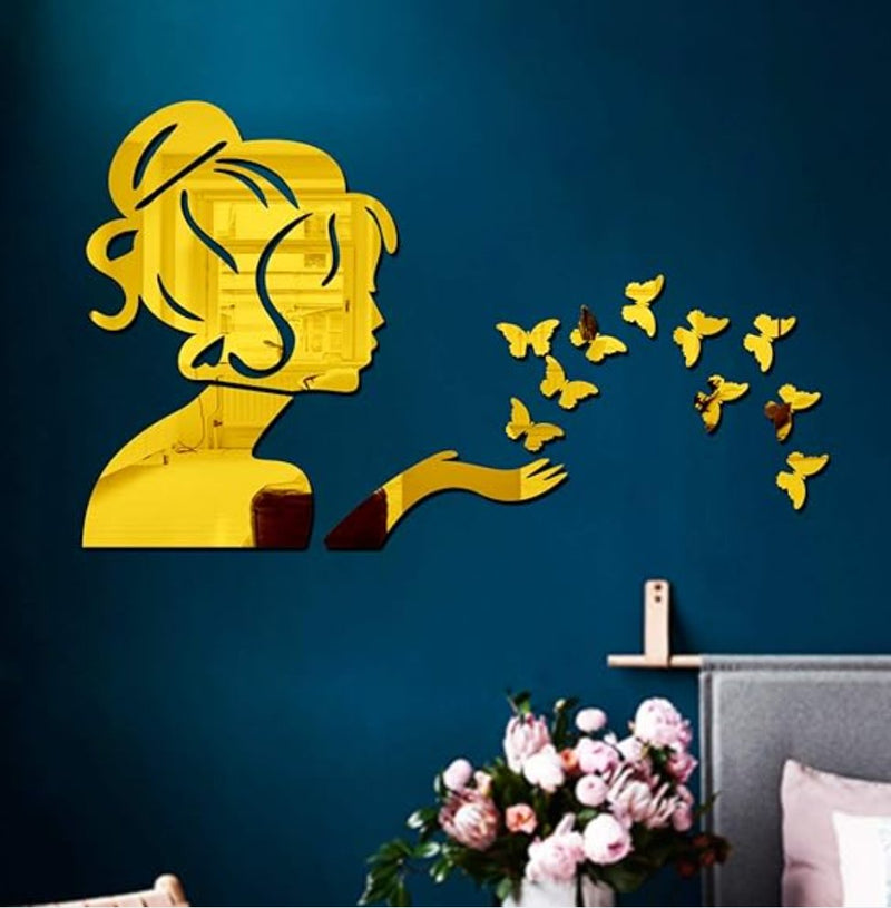 3D Acrylic Angel Fairy with Butterfly Decorative Mirror for Wall Product Description View description