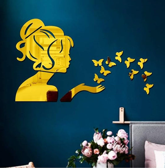3D Acrylic Angel Fairy with Butterfly Decorative Mirror for Wall Product Description View description