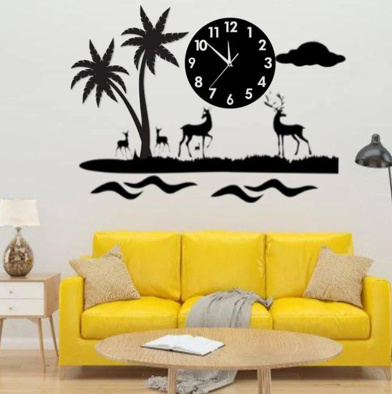 3D Deer Wall Clock Acrlic Wall Decore Product Description