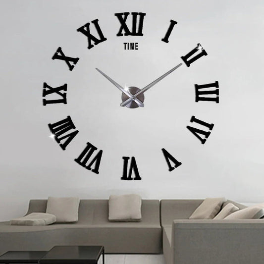 3D Wall Clock, Frameless Wall Clock DIY Wall Decoration, 3D Roman Number Wall Clock Home Decor Product Description