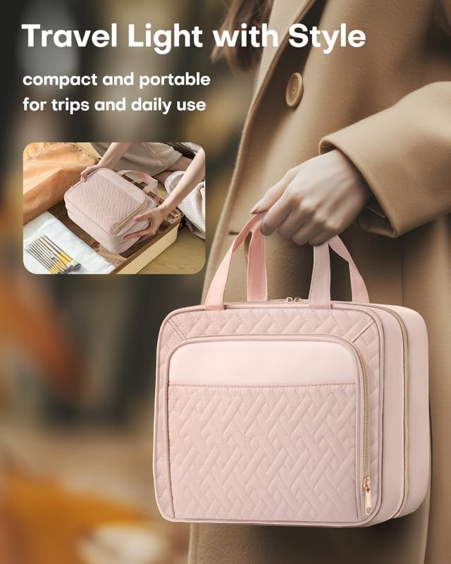 Large Travel Cosmetic Bag with Waterproof Hanging Hook