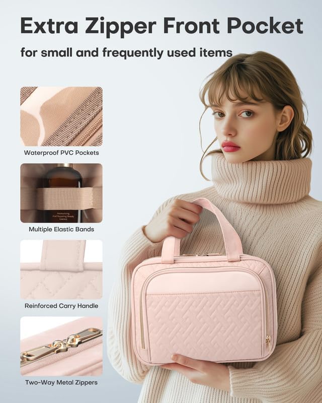 Large Travel Cosmetic Bag with Waterproof Hanging Hook