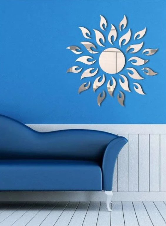 Sun Flame 3D Acrylic Mirror Wall Decoration for Home
